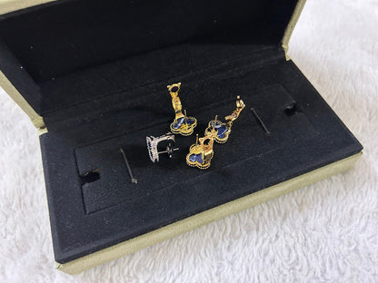 [Vicky]CLOVER PIETERSITE MEDIUM STUD EARRINGS