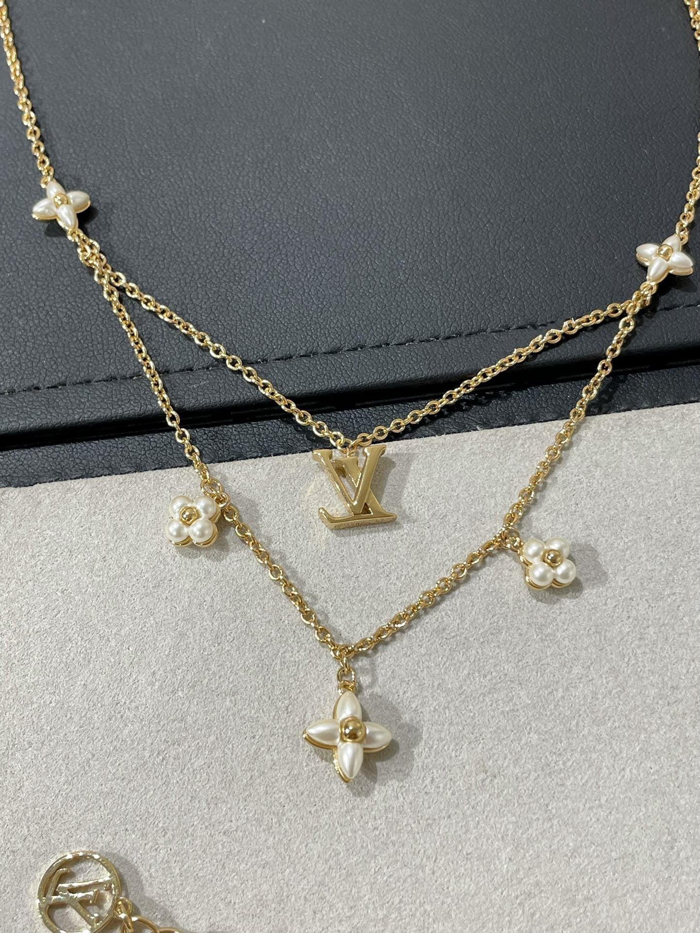 [Vicky]FLOWERGRAM GOLD MOP DOUBLE ROW NECKLACE