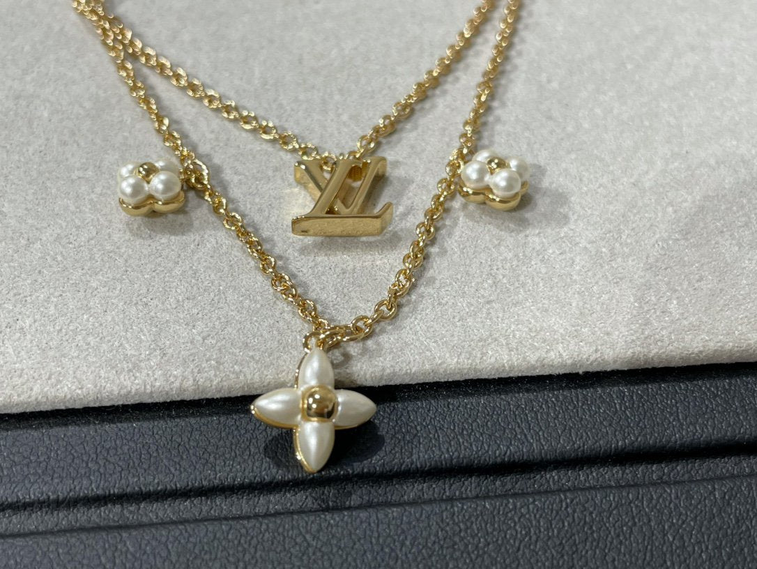 [Vicky]FLOWERGRAM GOLD MOP DOUBLE ROW NECKLACE