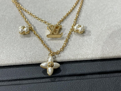 [Vicky]FLOWERGRAM GOLD MOP DOUBLE ROW NECKLACE