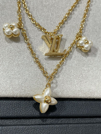 [Vicky]FLOWERGRAM GOLD MOP DOUBLE ROW NECKLACE