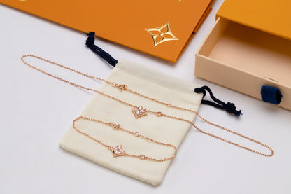 [Vicky]STAR PINK MOP 1 DIAMOND PINK GOLD NECKLACE