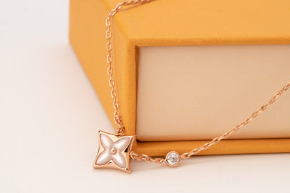 [Vicky]STAR PINK MOP 1 DIAMOND PINK GOLD NECKLACE