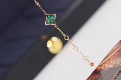 [Vicky]STAR AND SUN 4 MOTIF PINK GOLD MALACHITE BRACELET