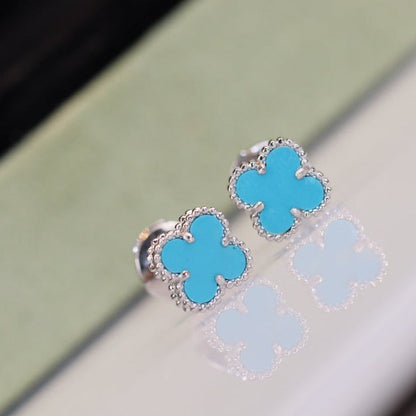 [Vicky]CLOVER MINI TURQUOISE SILVER STUD EARRINGS