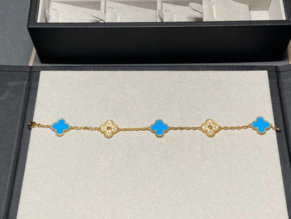 [Vicky] CLOVER 5 MOTIF BLUE AGATE BRACELET COLLECTION