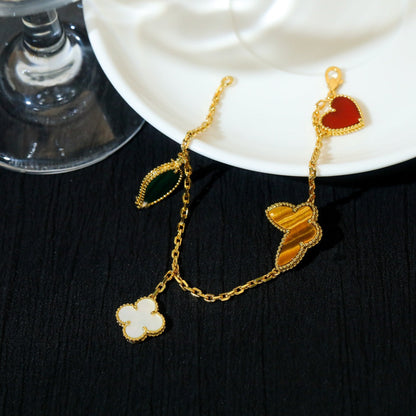 [Vicky]LUCKY SPRING 5 MOTIF GOLD BRACELET