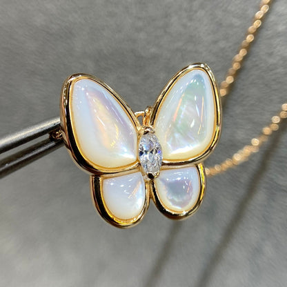 [Vicky]BUTTERFLY MOP DIAMOND NECKLACE