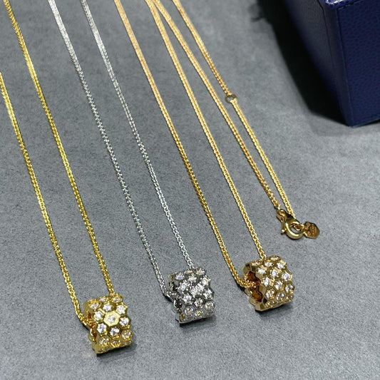 [Vicky]BEE LOVE DIAMOND PAVED 3 ROW NECKLACE