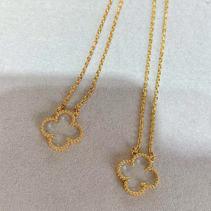 [Vicky]CLOVER ROCK CRYSTAL ROSE GOLD NECKLACE