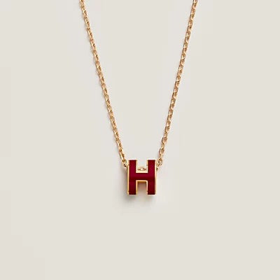 [Vicky]HM CLIC RED ENAMEL GOLD NECKLACE