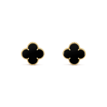 [Vicky]CLOVER MEDIUM 1 MOTIFS  ONYX STUD EARRINGS