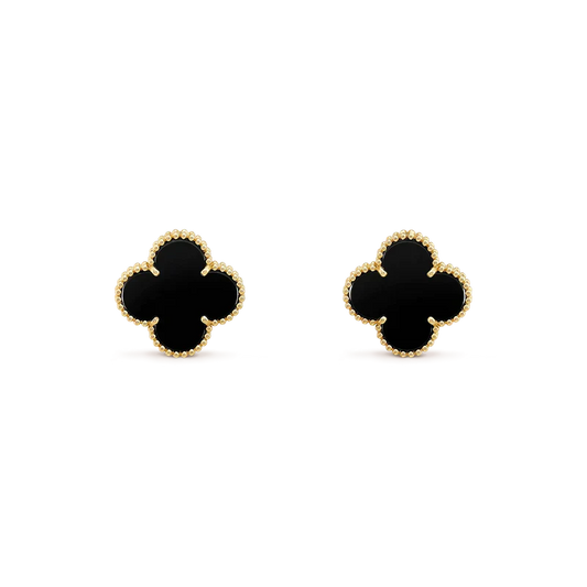[Vicky]CLOVER MEDIUM 1 MOTIFS  ONYX STUD EARRINGS