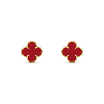 [Vicky]CLOVER MINI 9.5MM CARNELIAN EARRINGS