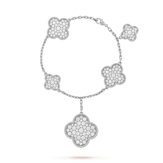 [Vicky]CLOVER 6 MOTIFS SILVER DIAMOND BRACELET