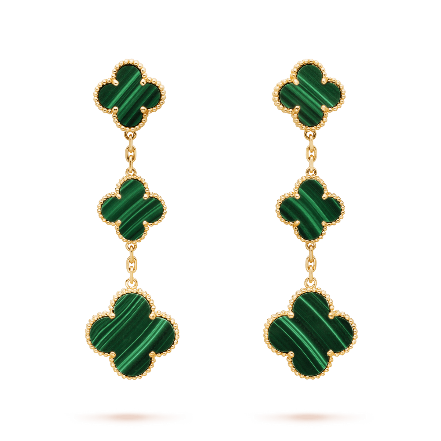 [Vicky]CLOVER MALACHITE 3 MOTIFS GOLD