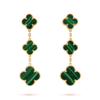 [Vicky]CLOVER MALACHITE 3 MOTIFS GOLD