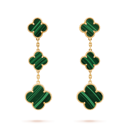 [Vicky]CLOVER MALACHITE 3 MOTIFS GOLD