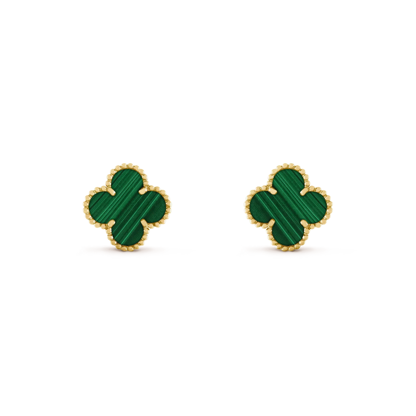 [Vicky]CLOVER MEDIUM 1 MOTIFS MALACHITE  EARRINGS