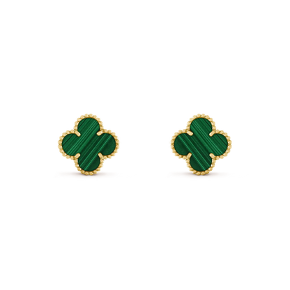 [Vicky]CLOVER MEDIUM 1 MOTIFS MALACHITE  EARRINGS