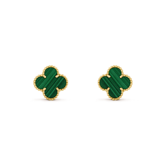 [Vicky]CLOVER MEDIUM 1 MOTIFS MALACHITE  EARRINGS