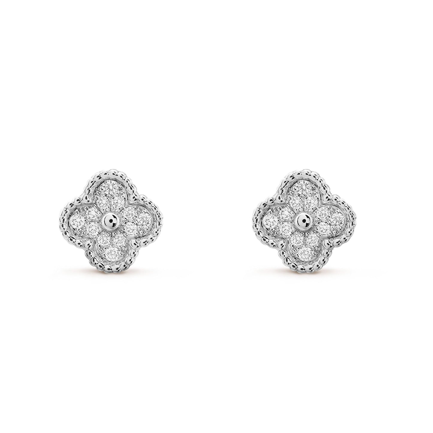 [Vicky]CLOVER MINI DIAMOND STUD EARRINGS