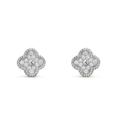 [Vicky]CLOVER MINI DIAMOND STUD EARRINGS