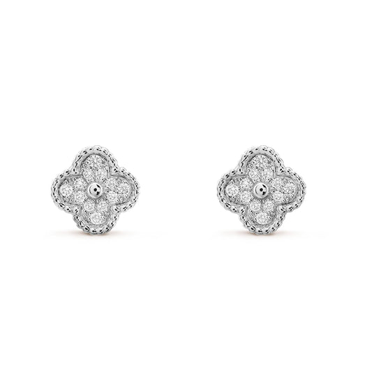 [Vicky]CLOVER MINI DIAMOND STUD EARRINGS