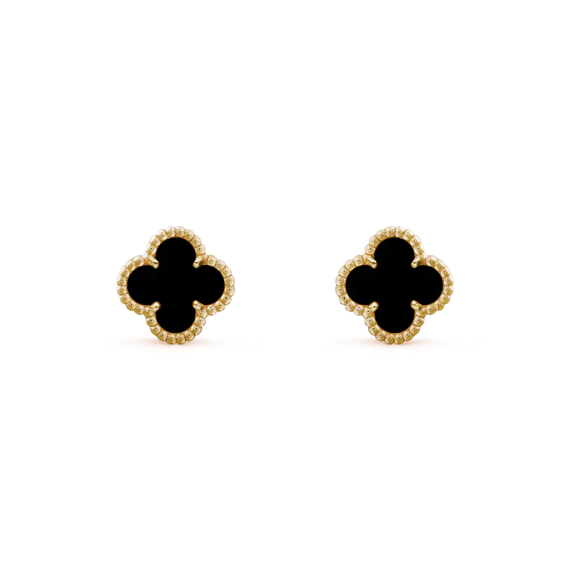 [Vicky]CLOVER MINI 9.5MM BLACK MOP EARRINGS