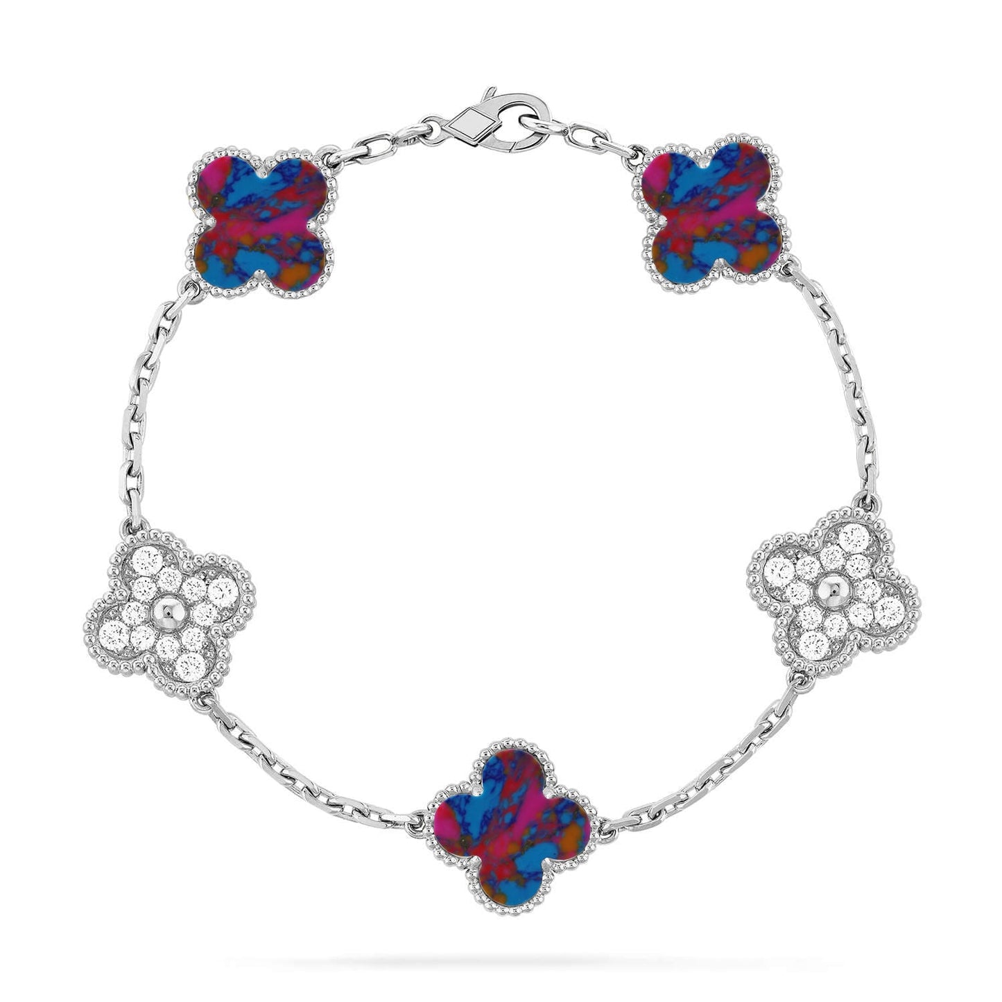 [Vicky]CLOVER 5 MOTIF COLOR GEMSTONES BRACELET COLLECTION