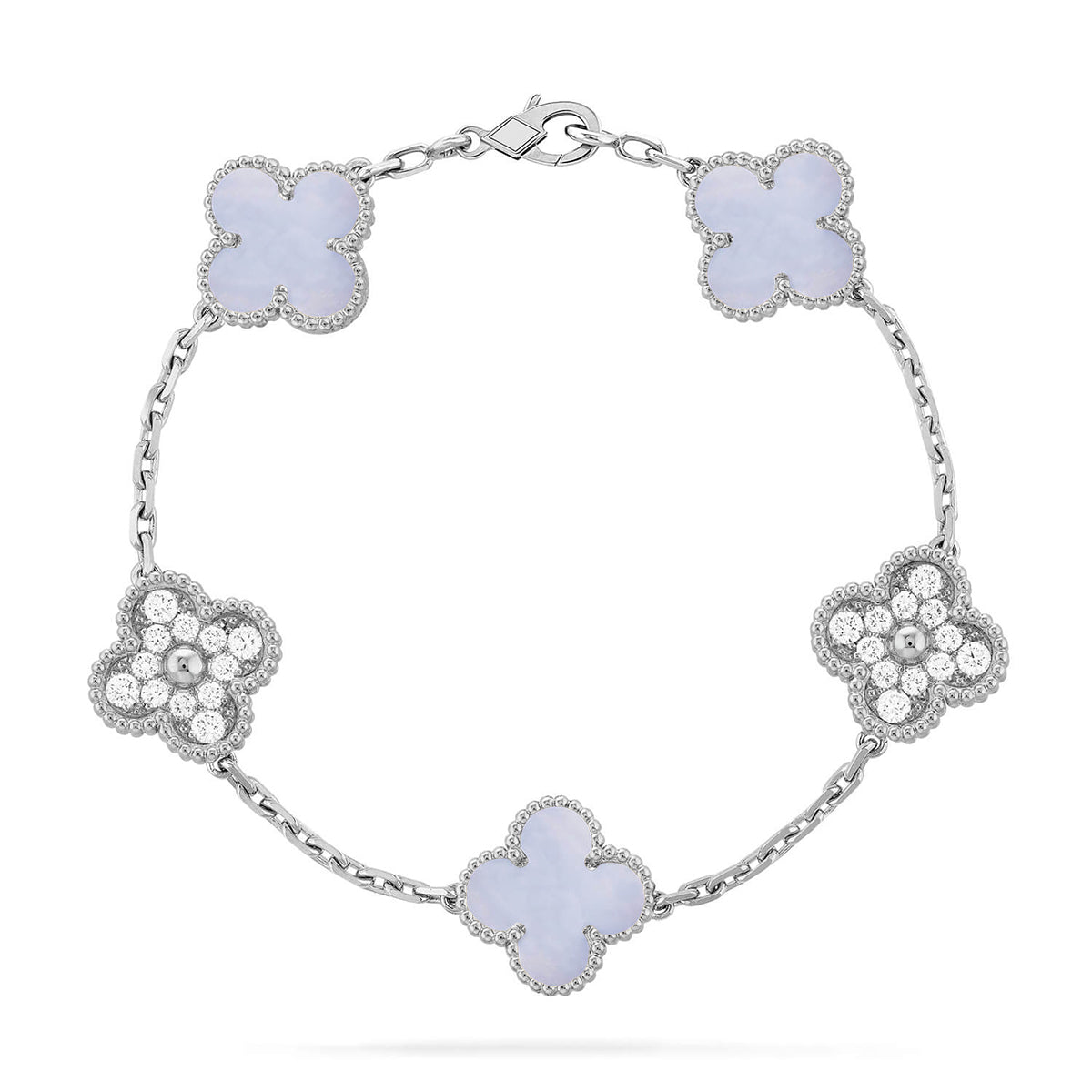 [Vicky] CLOVER 5 MOTIF PURPLE CHALCEDONY BRACELET COLLECTION