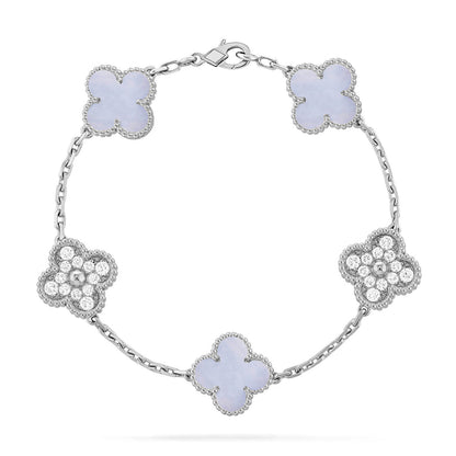 [Vicky] CLOVER 5 MOTIF PURPLE CHALCEDONY BRACELET COLLECTION
