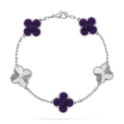 [Vicky]CLOVER 5 MOTIF PURPLE STRIPES BRACELET COLLECTION