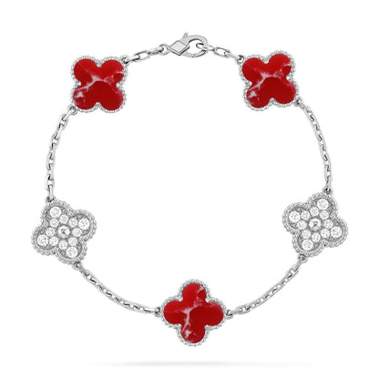 [Vicky]CLOVER 5 MOTIF RED PATTERN BRACELET COLLECTION