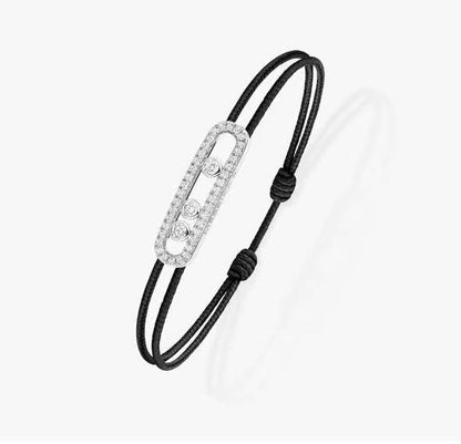 [Vicky]Messika Care(s) pink cord pavé bracelet