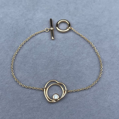 [Vicky]HOLLOW HEART SINGLE DIAMOND BRACELET