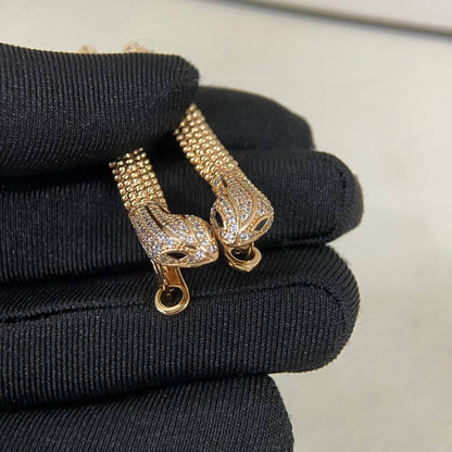 [Vicky]DIAMOND-SET DEW DROP SERPENT SERIES SNAKE CLIP EARRINGS
