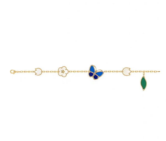[Vicky Jewelry ]LUCKY SPRING GOLD BLUESTONE WHITE MOTHER-OF-PEARL BRACELET