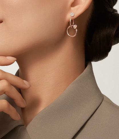 [Vicky]NAIL COLLECTION DIAMOND SET DOUBLE HOOP EARRINGS