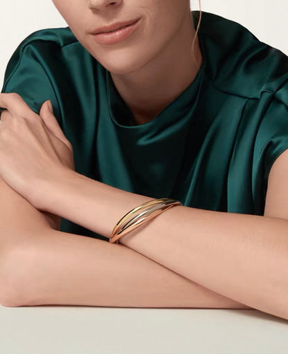 [Max]TRINITY COLLECTION CLASSIC THREE-COLOUR GOLD TRIPLE BAND BANGLE