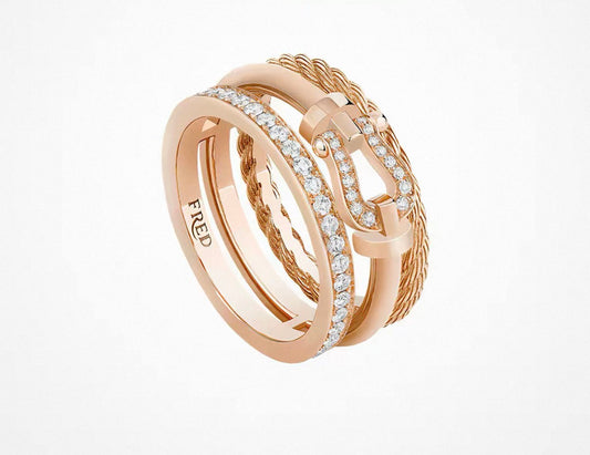 [Vicky]FORCE 10 RISE SERIES LARGE-SIZED 18K GOLD HALF-SET DIAMOND RING