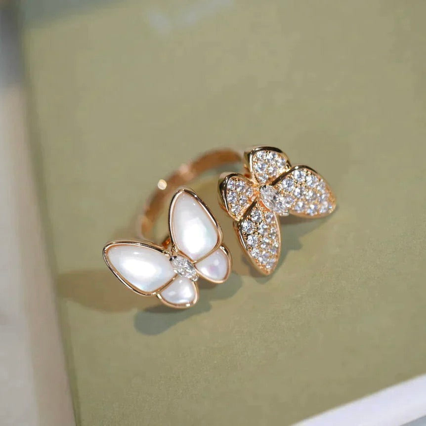 [Vicky]TWIN BUTTERFLY DIAMOND MOP RING