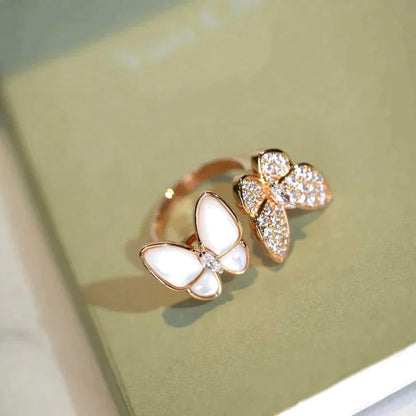 [Vicky]TWIN BUTTERFLY DIAMOND MOP RING