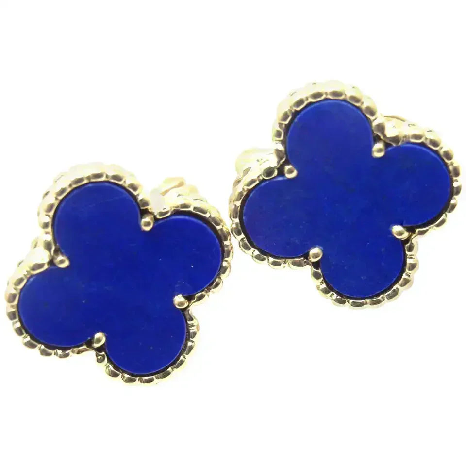 [Vicky]CLOVER MINI 9.5MM BLUE AGATE EARRINGS