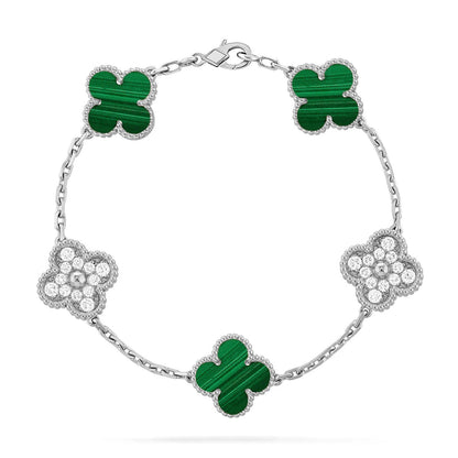 [Vicky] CLOVER 5 MOTIF MALACHITE BRACELET COLLECTION