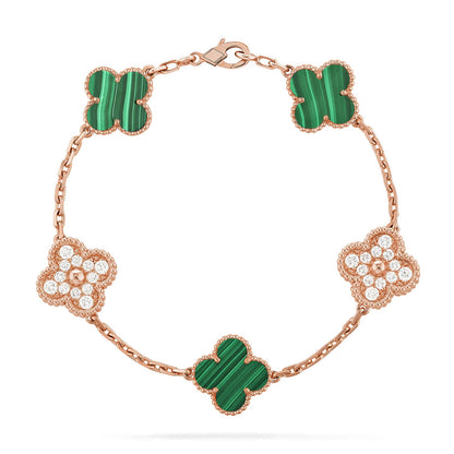 [Vicky] CLOVER 5 MOTIF MALACHITE BRACELET COLLECTION
