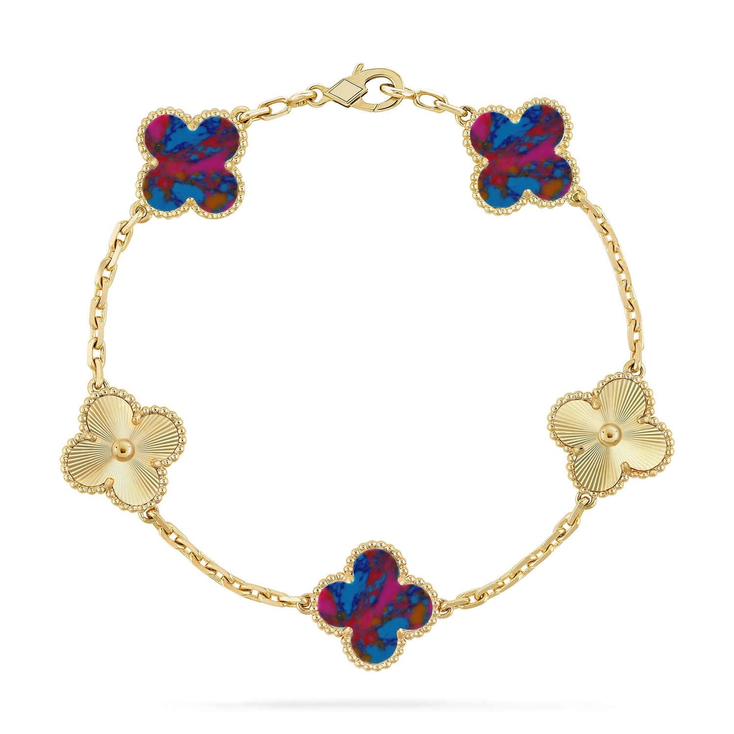 [Vicky]CLOVER 5 MOTIF COLOR GEMSTONES BRACELET COLLECTION
