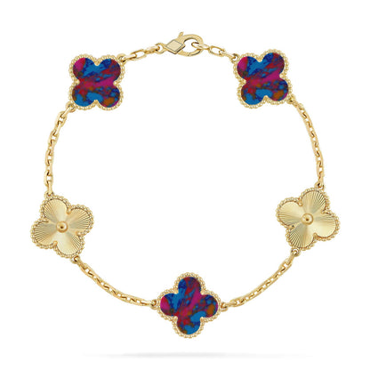 [Vicky]CLOVER 5 MOTIF COLOR GEMSTONES BRACELET COLLECTION