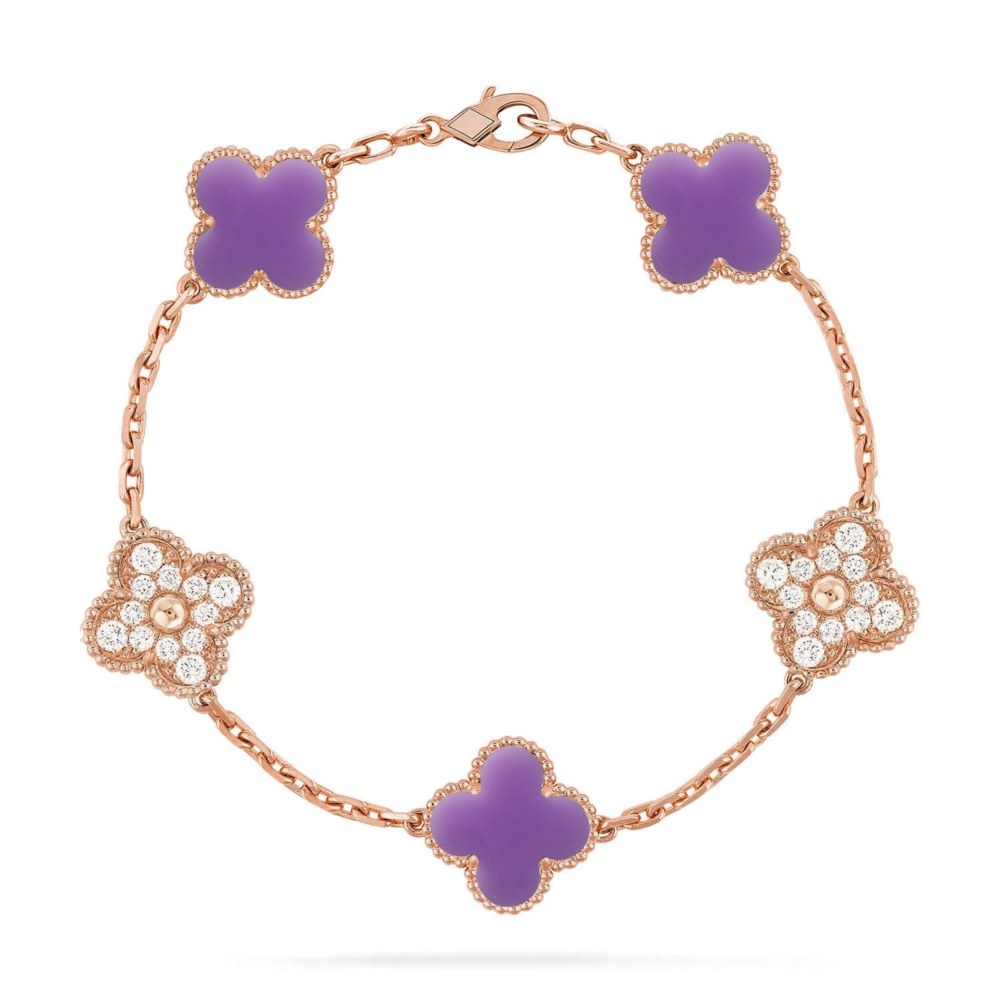 [Vicky]CLOVER 5 MOTIF LIGHT PURPLE BRACELET COLLECTION