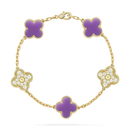 [Vicky]CLOVER 5 MOTIF LIGHT PURPLE BRACELET COLLECTION